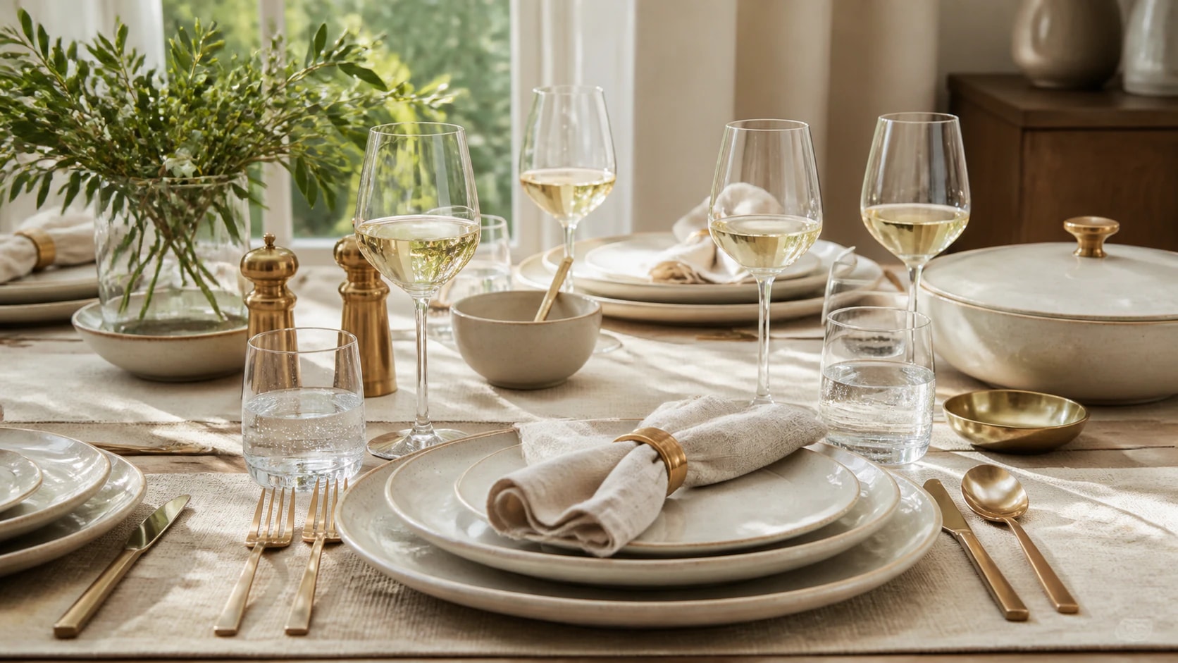 Table élégante avec vaisselle neutre